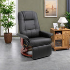 Faux Leather Manual Swivel Recliner Chair with Footrest, Armrest and Wrapped Wood Base
