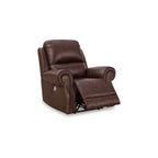 Freye Power Recliner, USB, Zero Wall Dark Brown Leather, Nailhead Trim