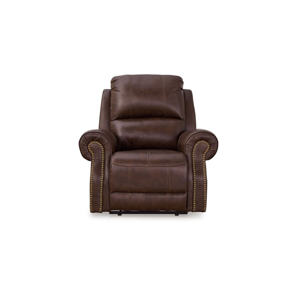 Freye Power Recliner, USB, Zero Wall Dark Brown Leather, Nailhead Trim