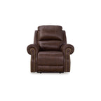 Freye Power Recliner, USB, Zero Wall Dark Brown Leather, Nailhead Trim