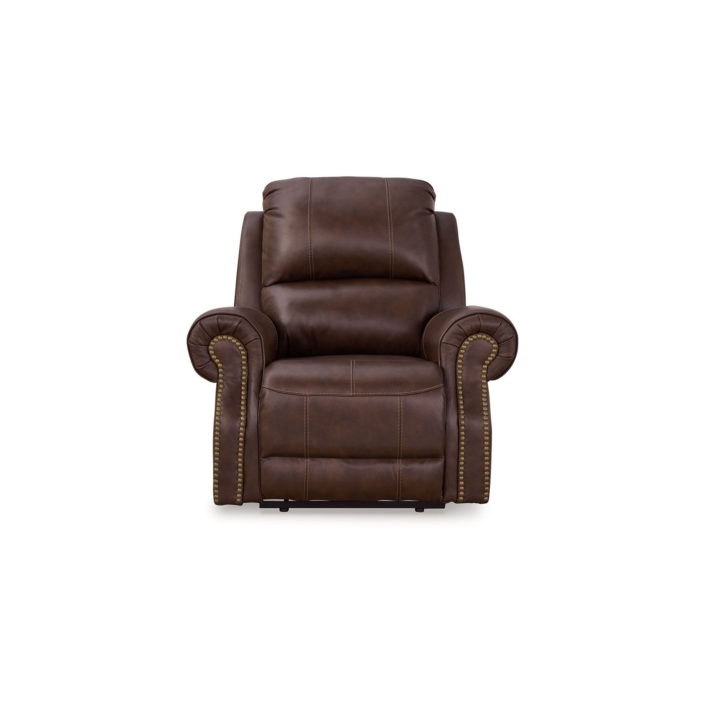 Freye Power Recliner, USB, Zero Wall Dark Brown Leather, Nailhead Trim