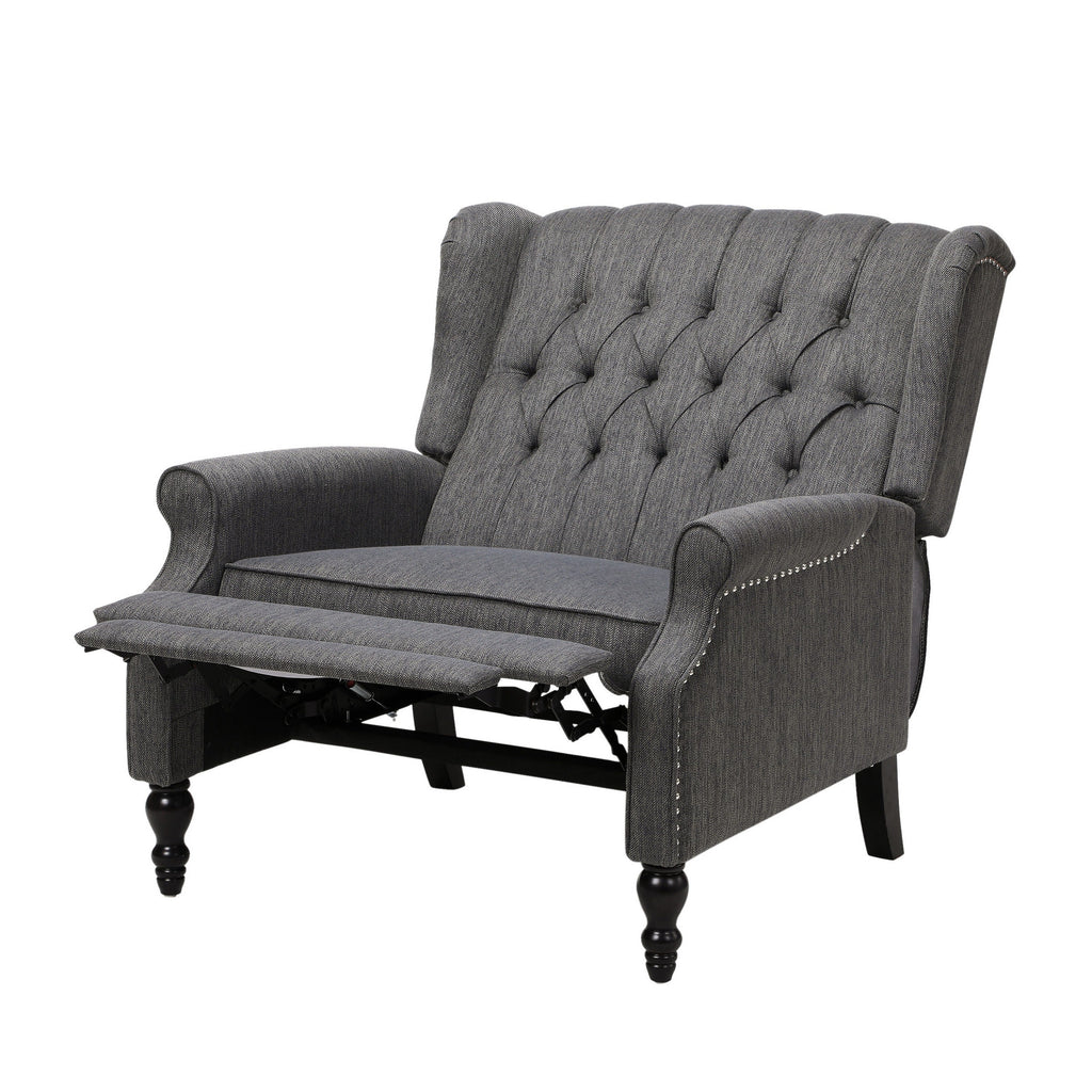 Jade Oversize Wide Chair Manual Recliner, Dark Gray Button Tuft