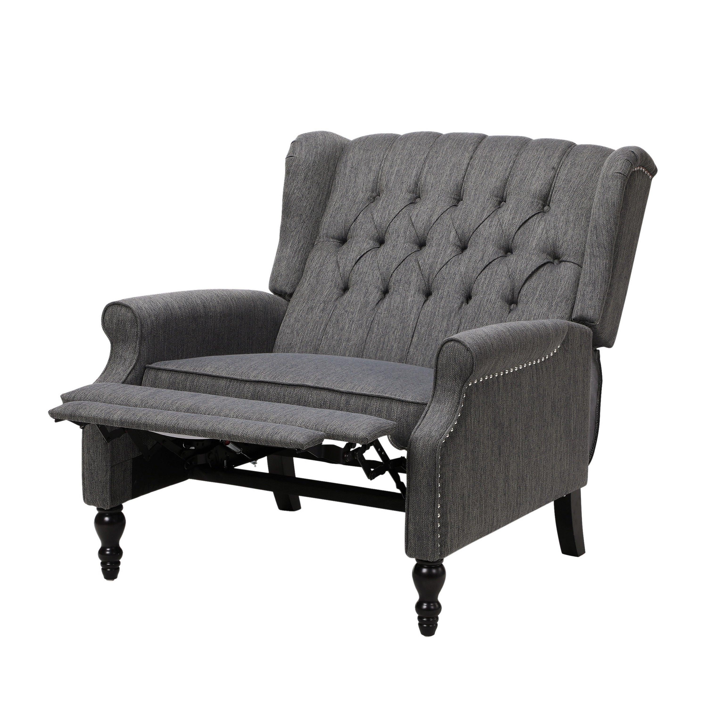 Jade Oversize Wide Chair Manual Recliner, Dark Gray Button Tuft