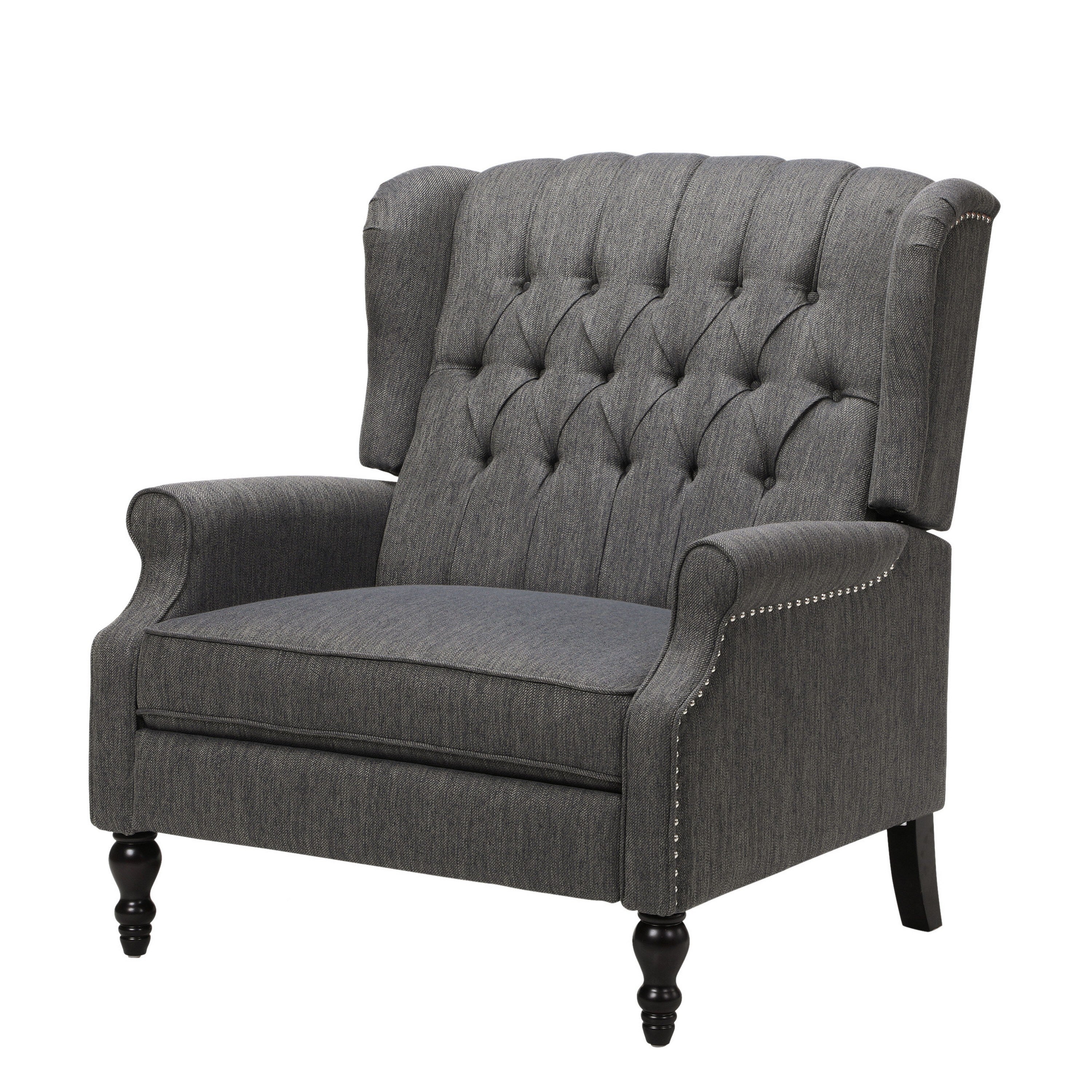 Jade Oversize Wide Chair Manual Recliner, Dark Gray Button Tuft