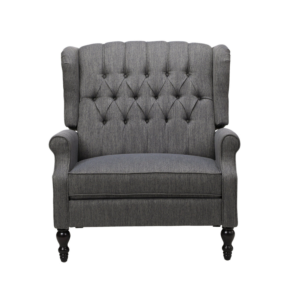 Jade Oversize Wide Chair Manual Recliner, Dark Gray Button Tuft