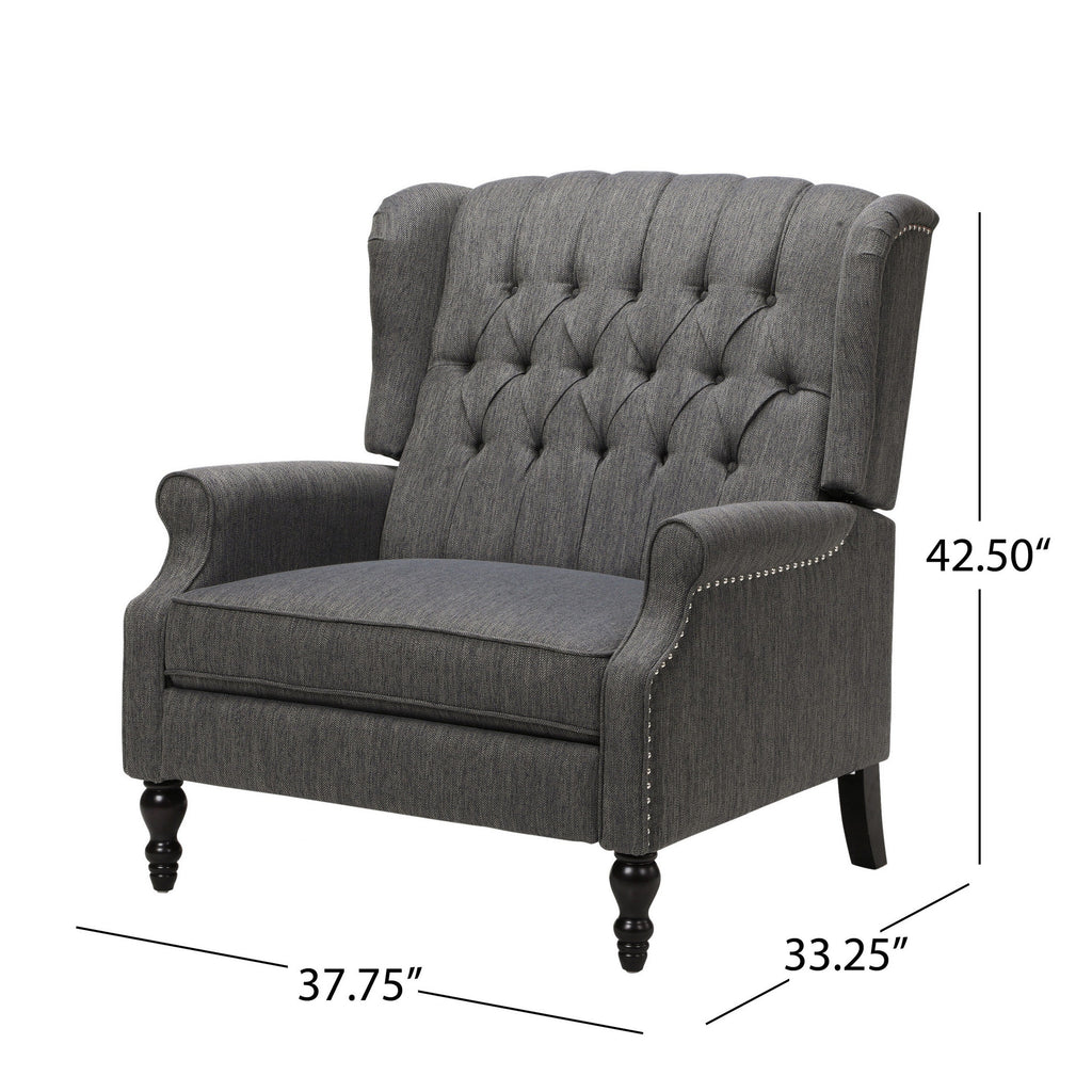 Jade Oversize Wide Chair Manual Recliner, Dark Gray Button Tuft