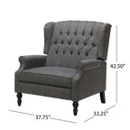 Jade Oversize Wide Chair Manual Recliner, Dark Gray Button Tuft