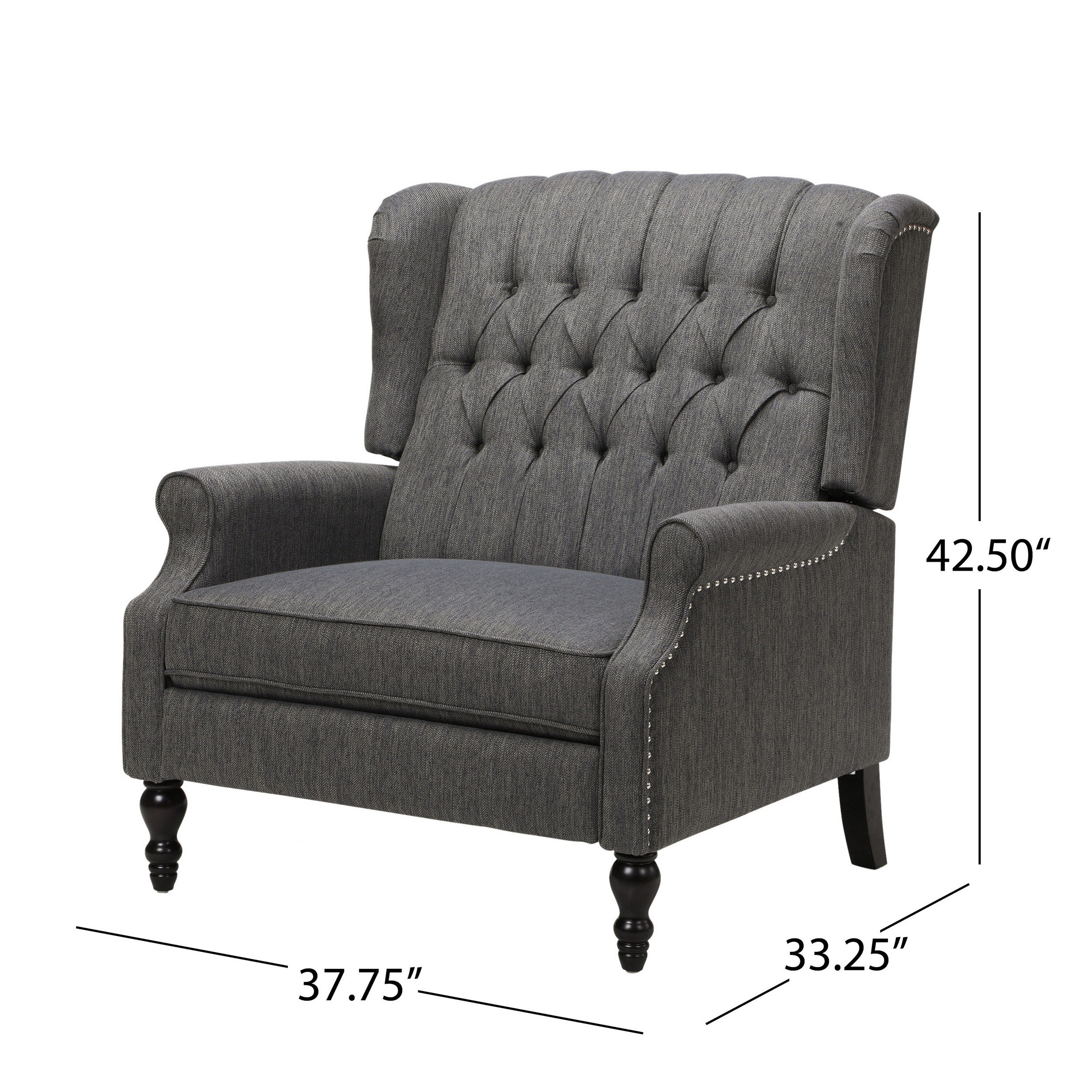 Jade Oversize Wide Chair Manual Recliner, Dark Gray Button Tuft