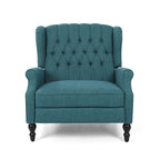 Jade Oversize Wide Chair Manual Recliner, Wingback, Teal Button Tufted