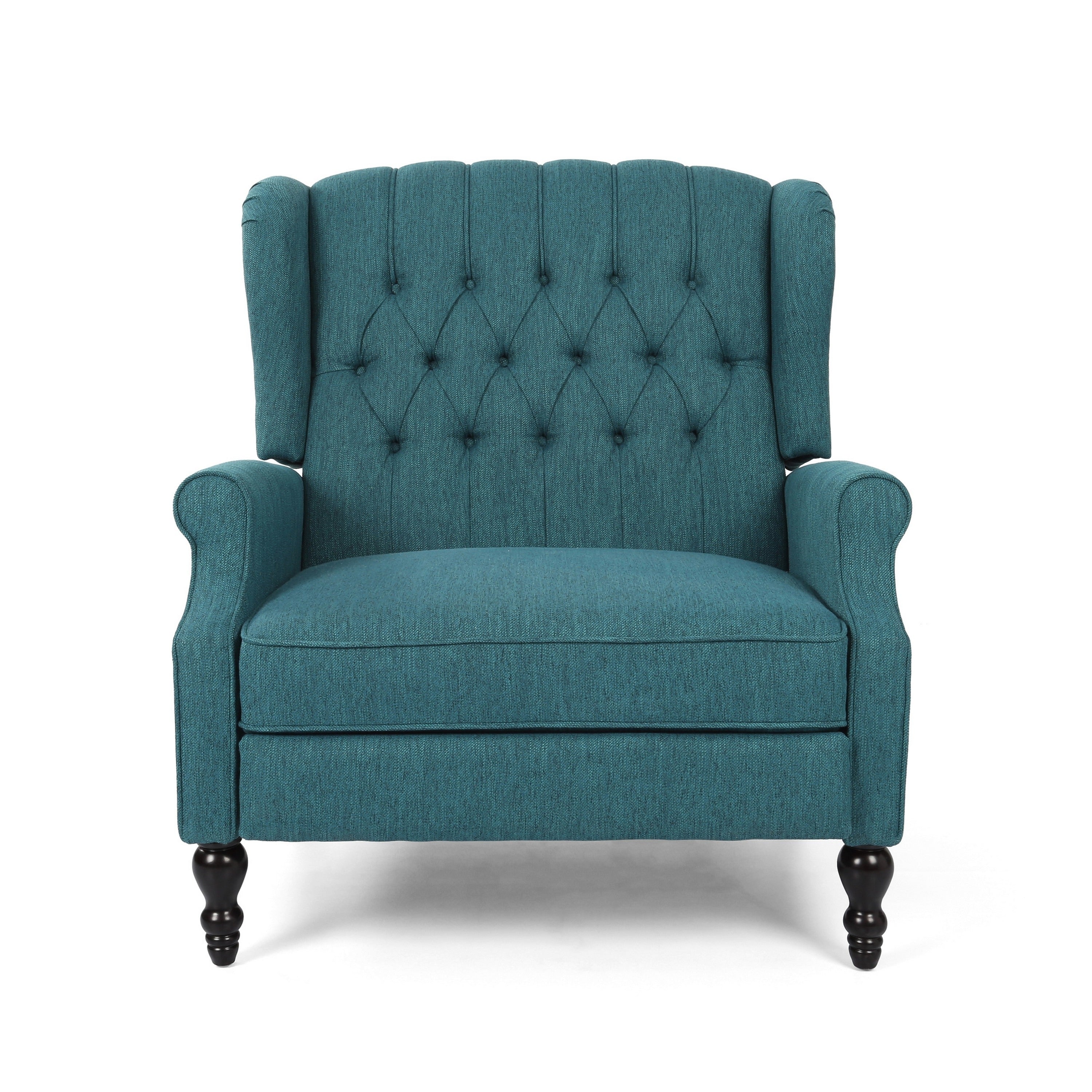 Jade Oversize Wide Chair Manual Recliner, Wingback, Teal Button Tufted