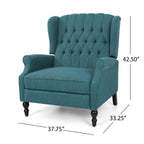 Jade Oversize Wide Chair Manual Recliner, Wingback, Teal Button Tufted