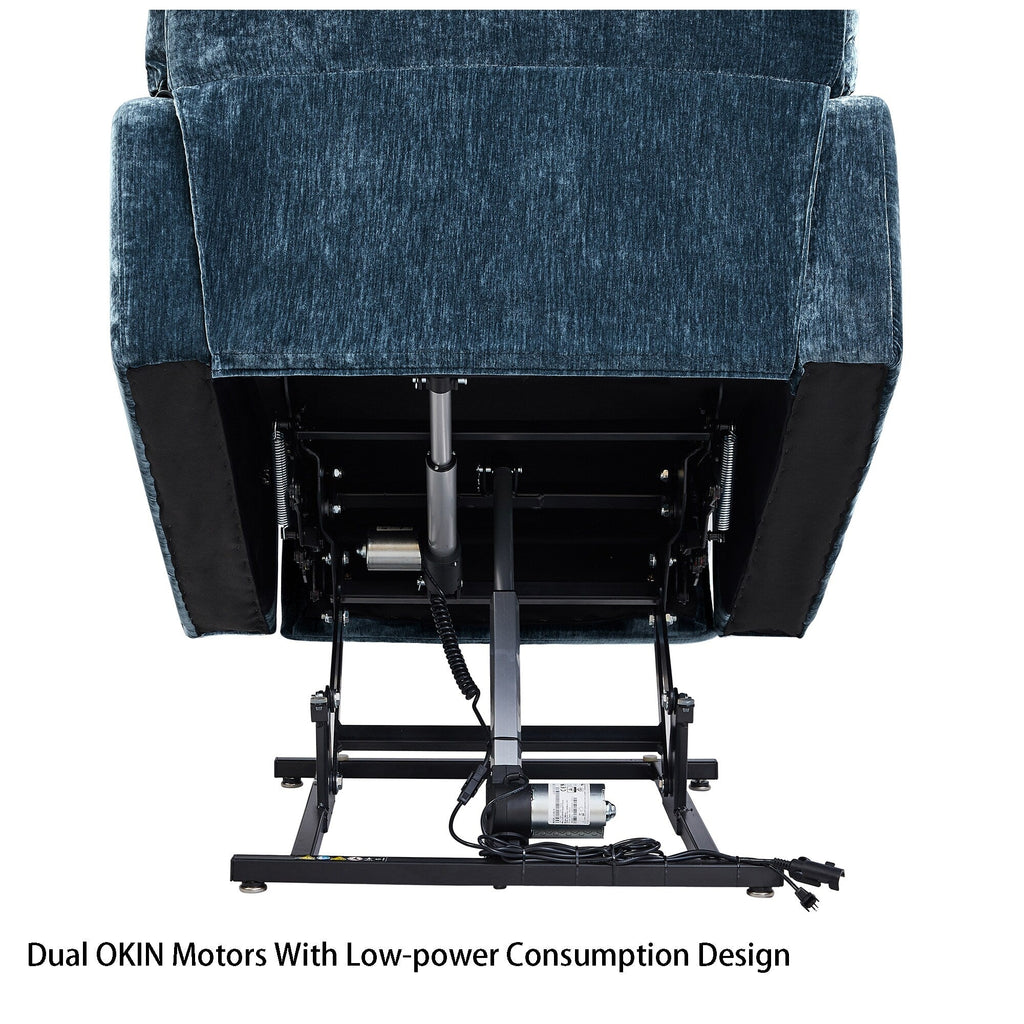 Liyasi Dual OKIN Motor Power Lift Recliner Chair for Elderly Infinite Position Lay Flat 180° Recliner with Heat Massage
