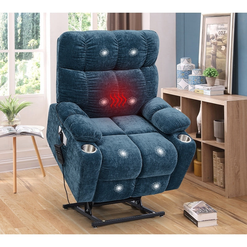 Liyasi Dual OKIN Motor Power Lift Recliner Chair for Elderly Infinite Position Lay Flat 180° Recliner with Heat Massage