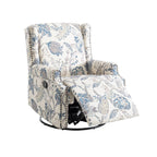 29'' W Pattern Floral Swivel Manual Push Back Recliner Glider Chair
