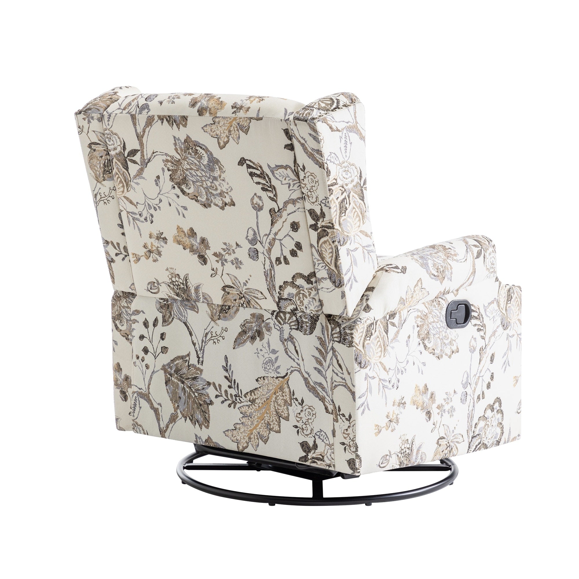 29'' W Pattern Floral Swivel Manual Push Back Recliner Glider Chair