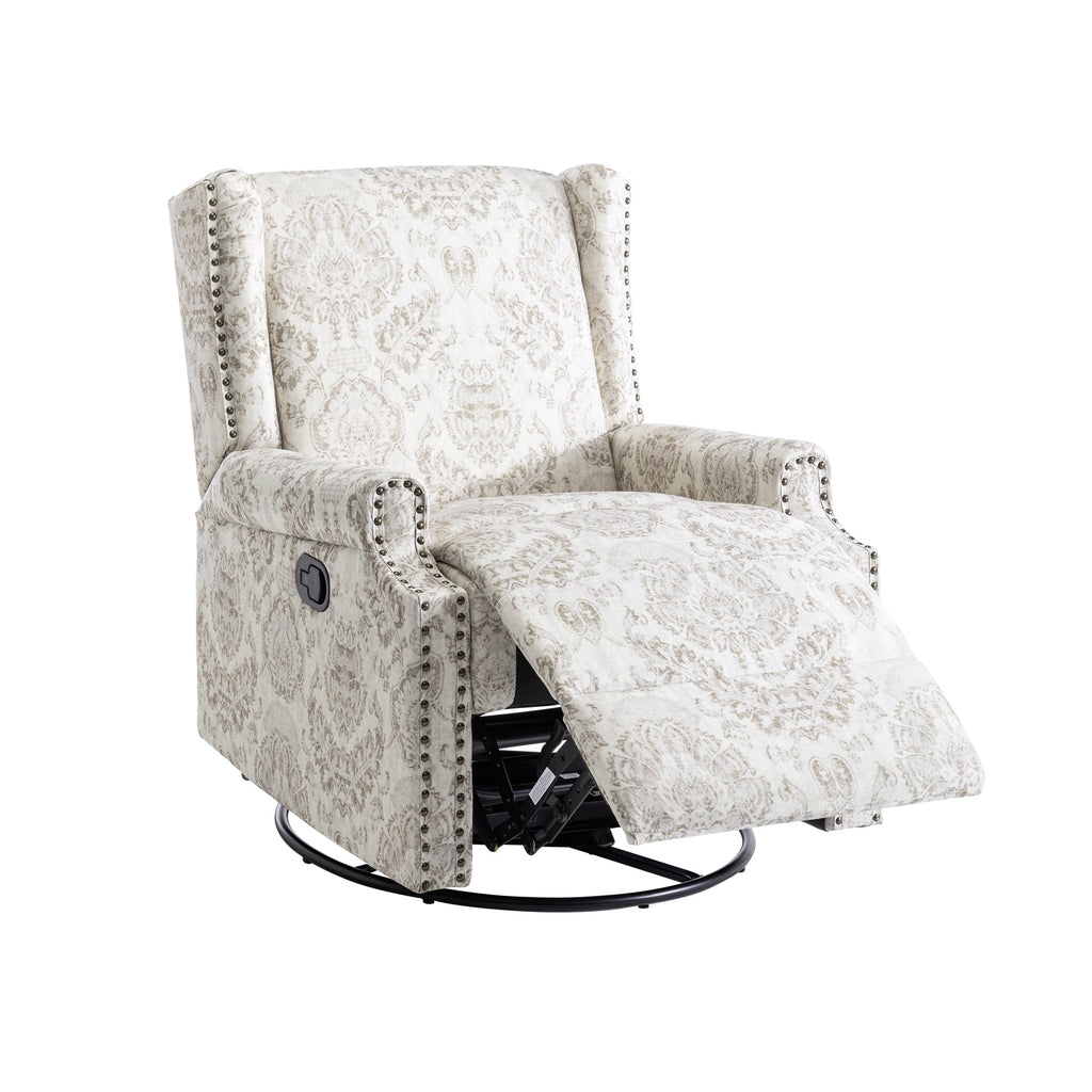 29'' W Pattern Floral Swivel Manual Push Back Recliner Glider Chair