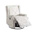 29'' W Pattern Floral Swivel Manual Push Back Recliner Glider Chair