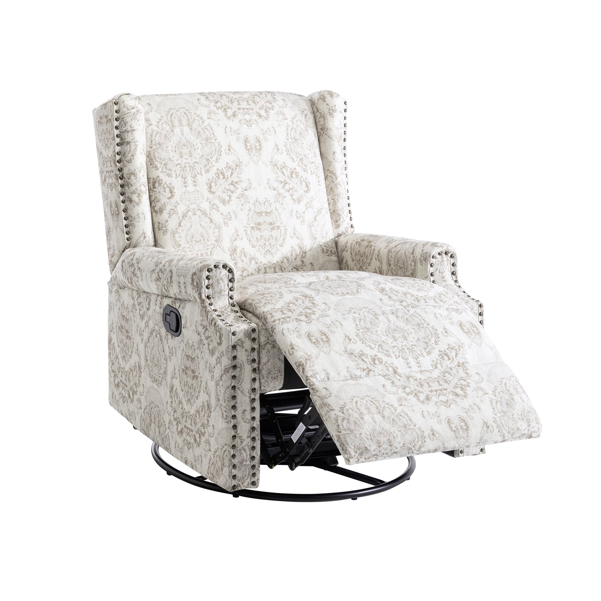 29'' W Pattern Floral Swivel Manual Push Back Recliner Glider Chair