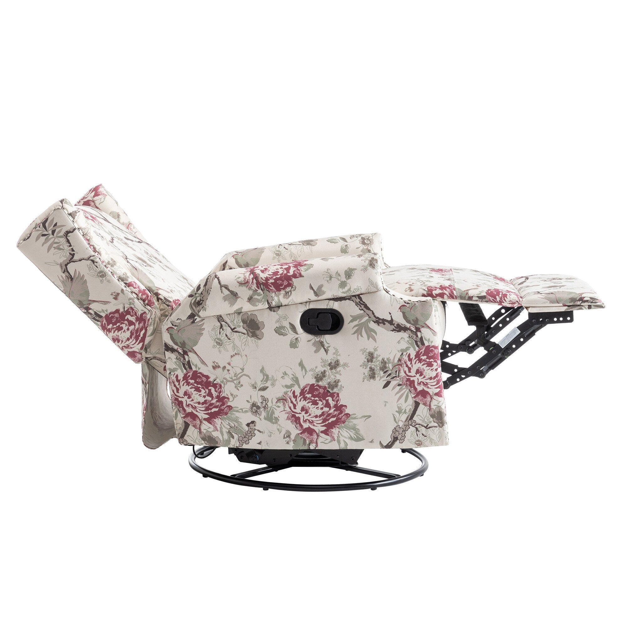 29'' W Pattern Floral Swivel Manual Push Back Recliner Glider Chair