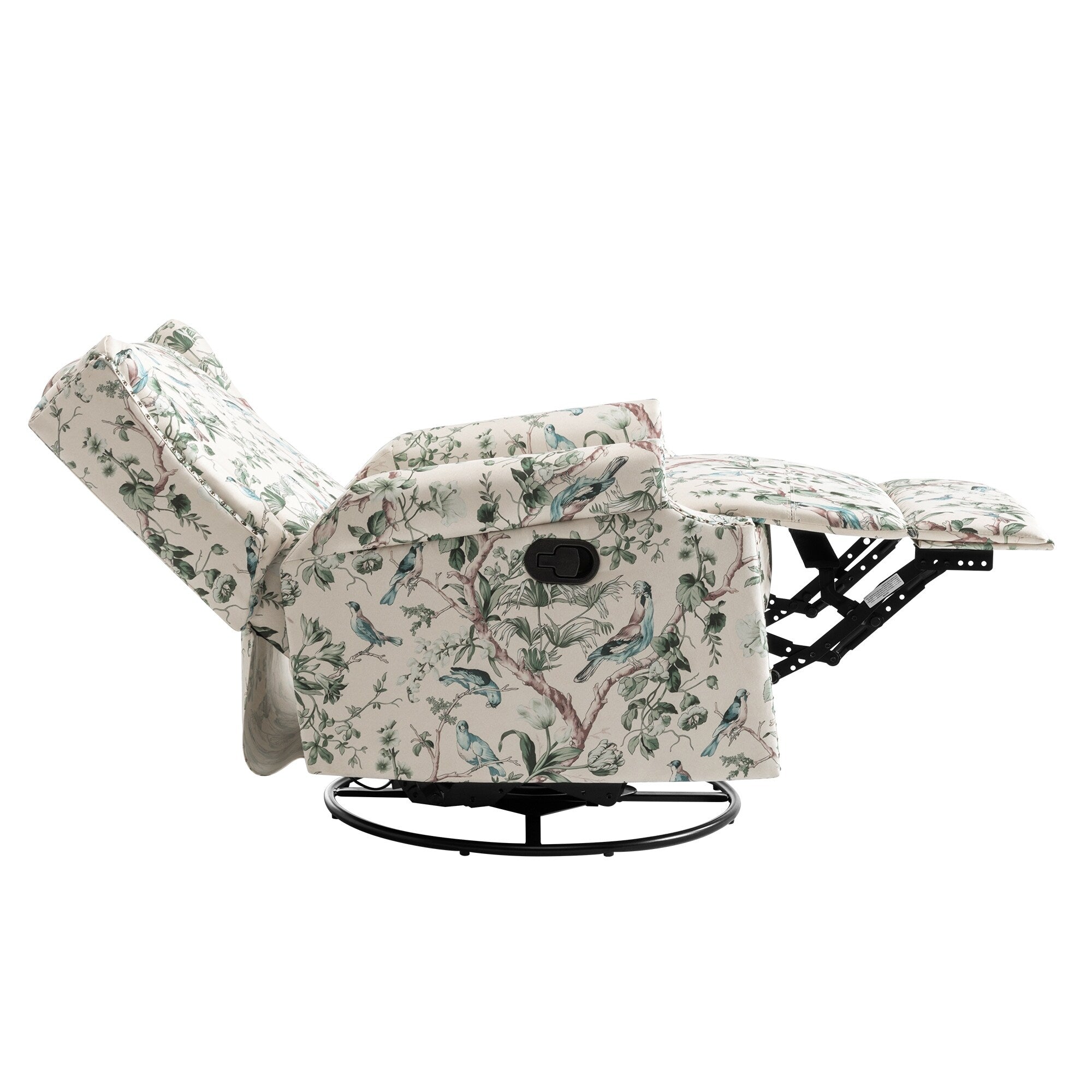 29'' W Pattern Floral Swivel Manual Push Back Recliner Glider Chair