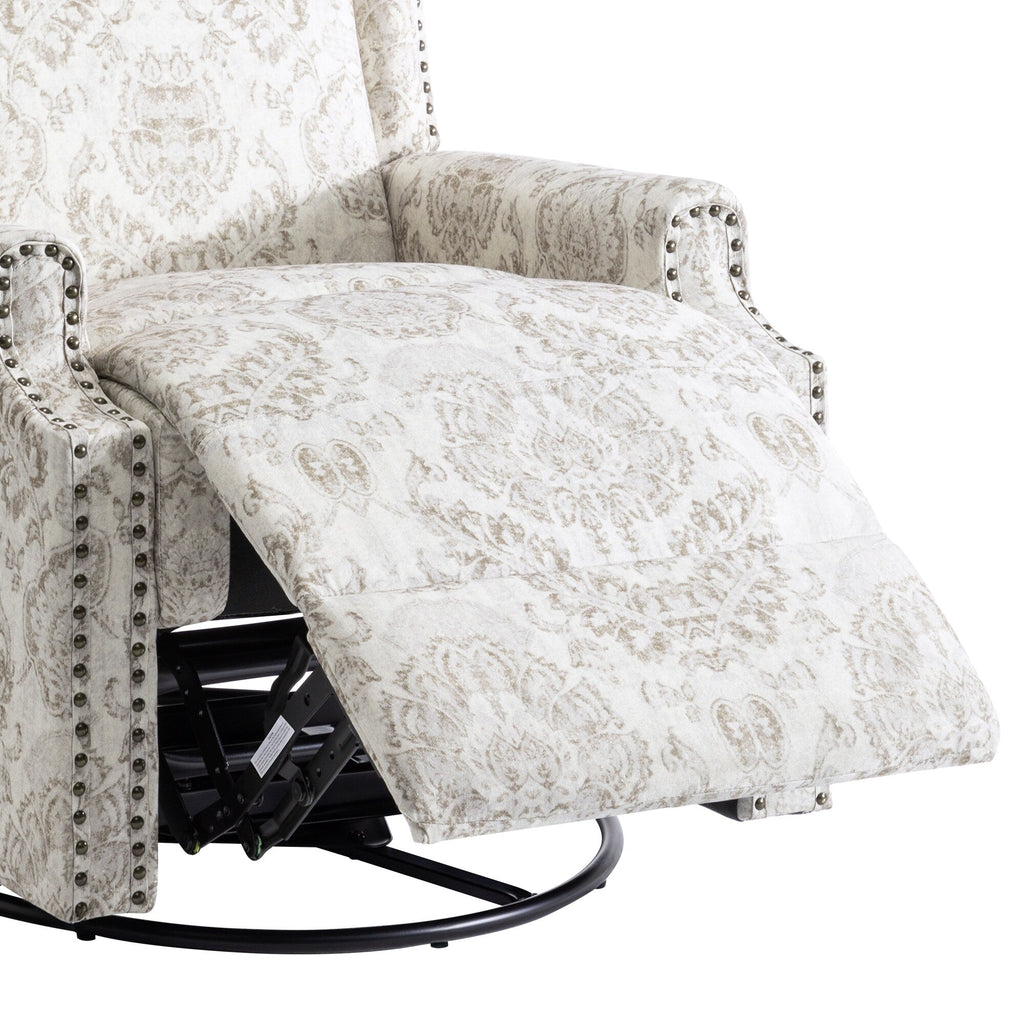 29'' W Pattern Floral Swivel Manual Push Back Recliner Glider Chair