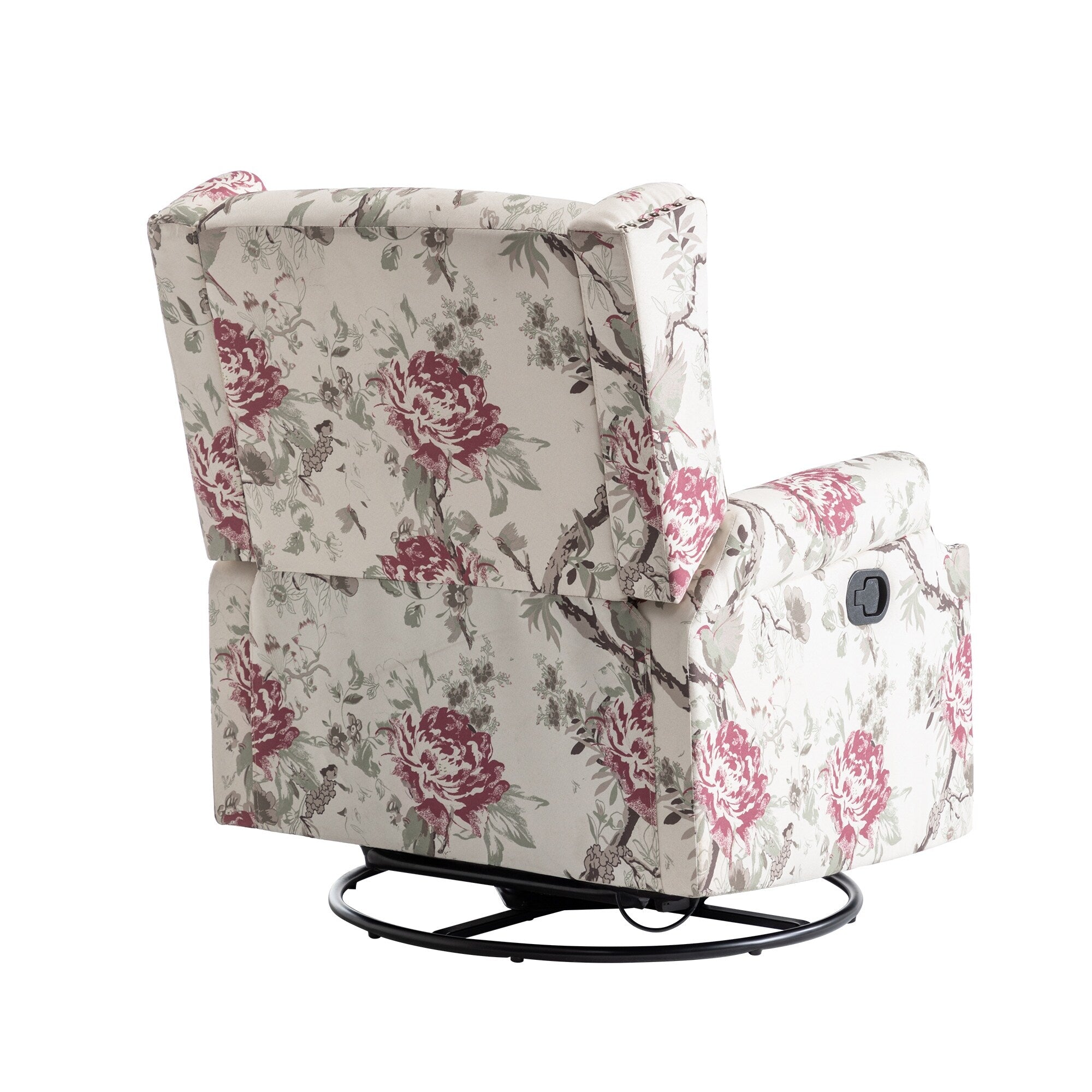 29'' W Pattern Floral Swivel Manual Push Back Recliner Glider Chair
