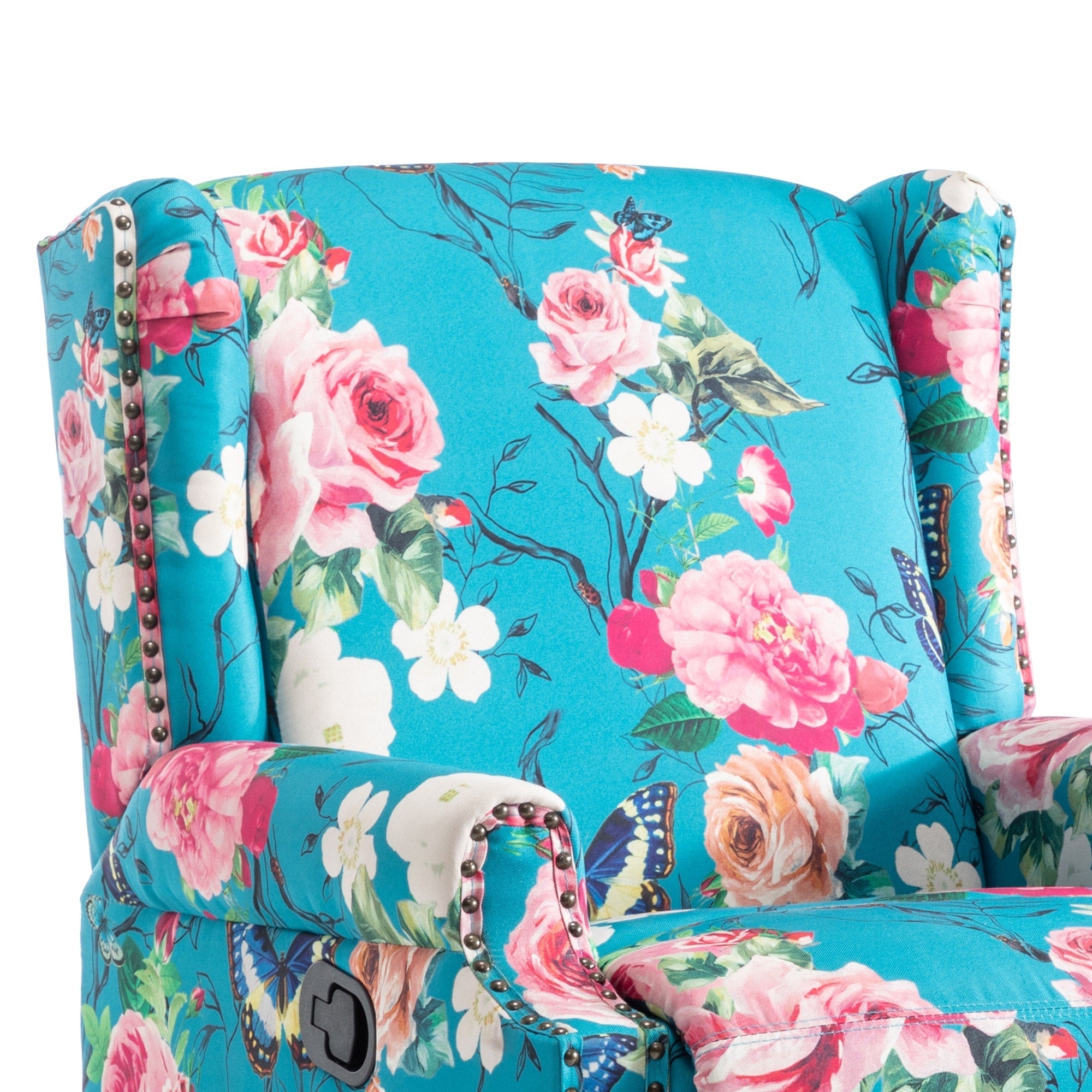 29'' W Pattern Floral Swivel Manual Push Back Recliner Glider Chair