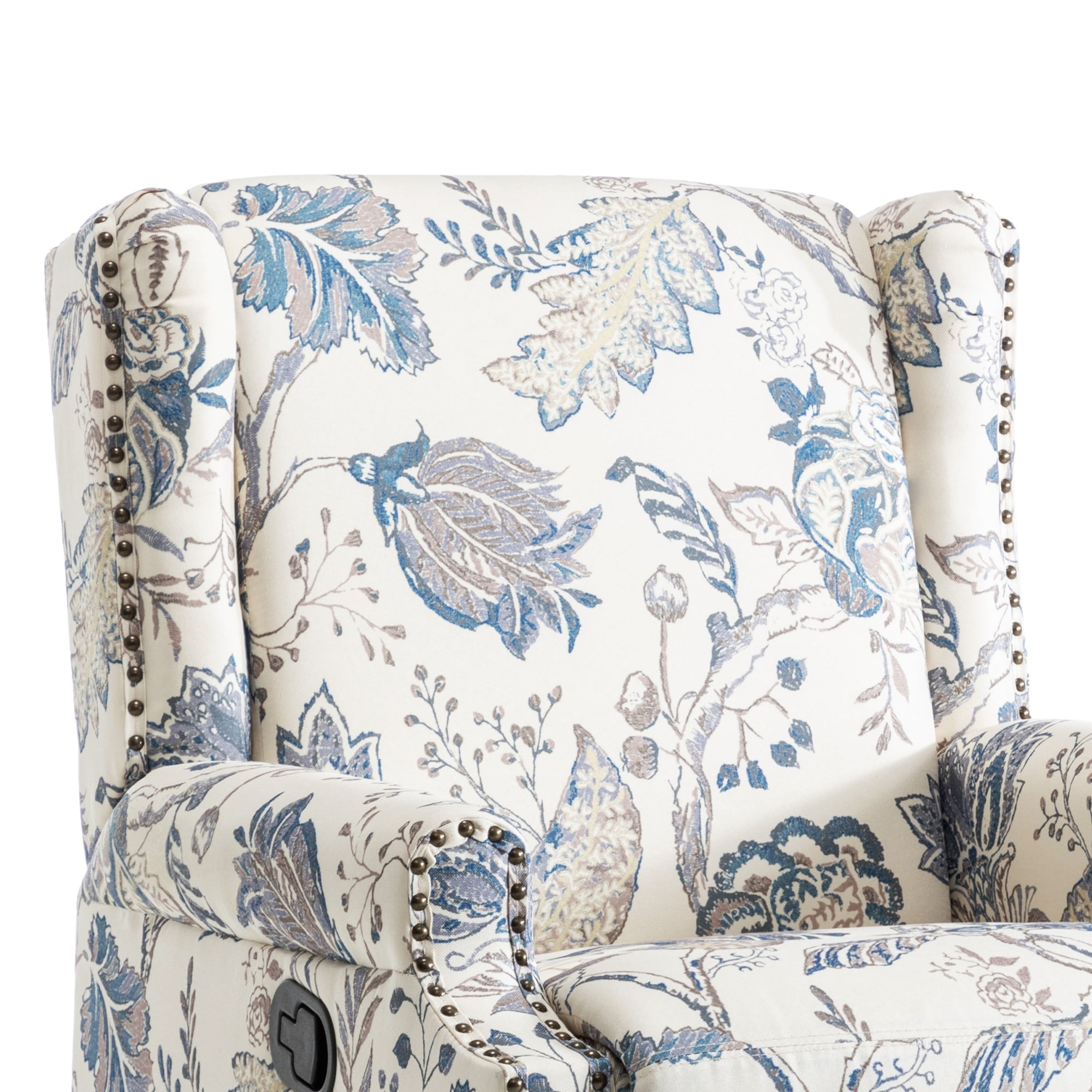 29'' W Pattern Floral Swivel Manual Push Back Recliner Glider Chair