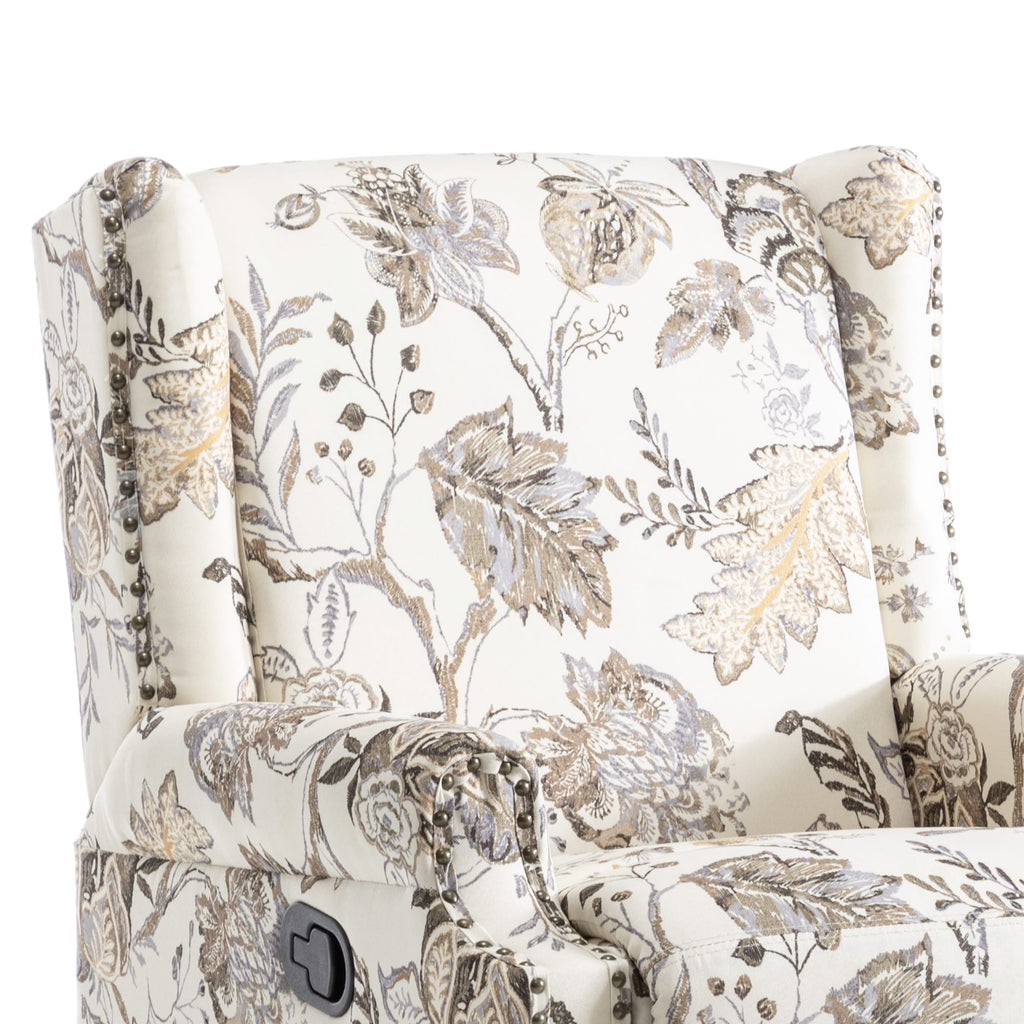 29'' W Pattern Floral Swivel Manual Push Back Recliner Glider Chair
