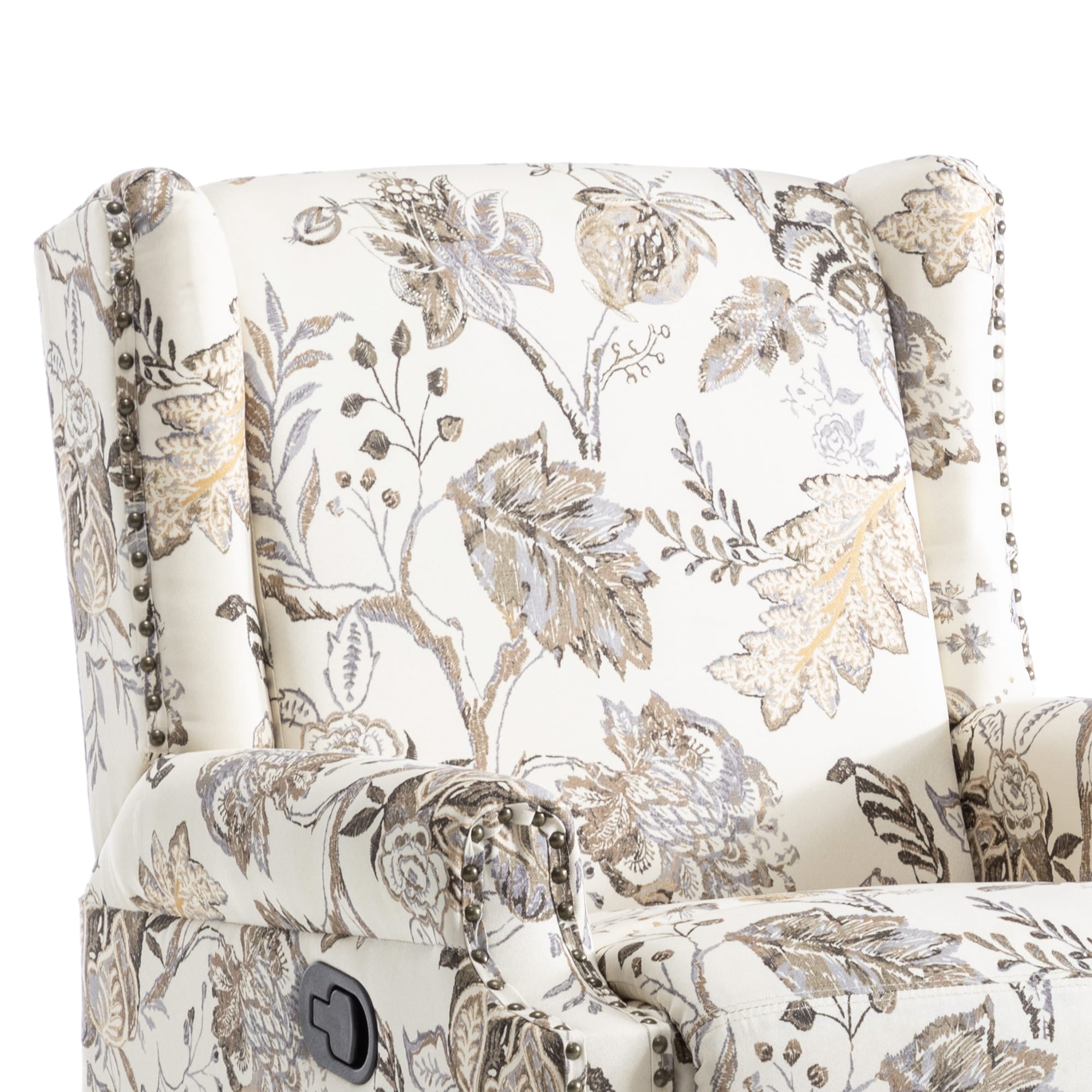 29'' W Pattern Floral Swivel Manual Push Back Recliner Glider Chair