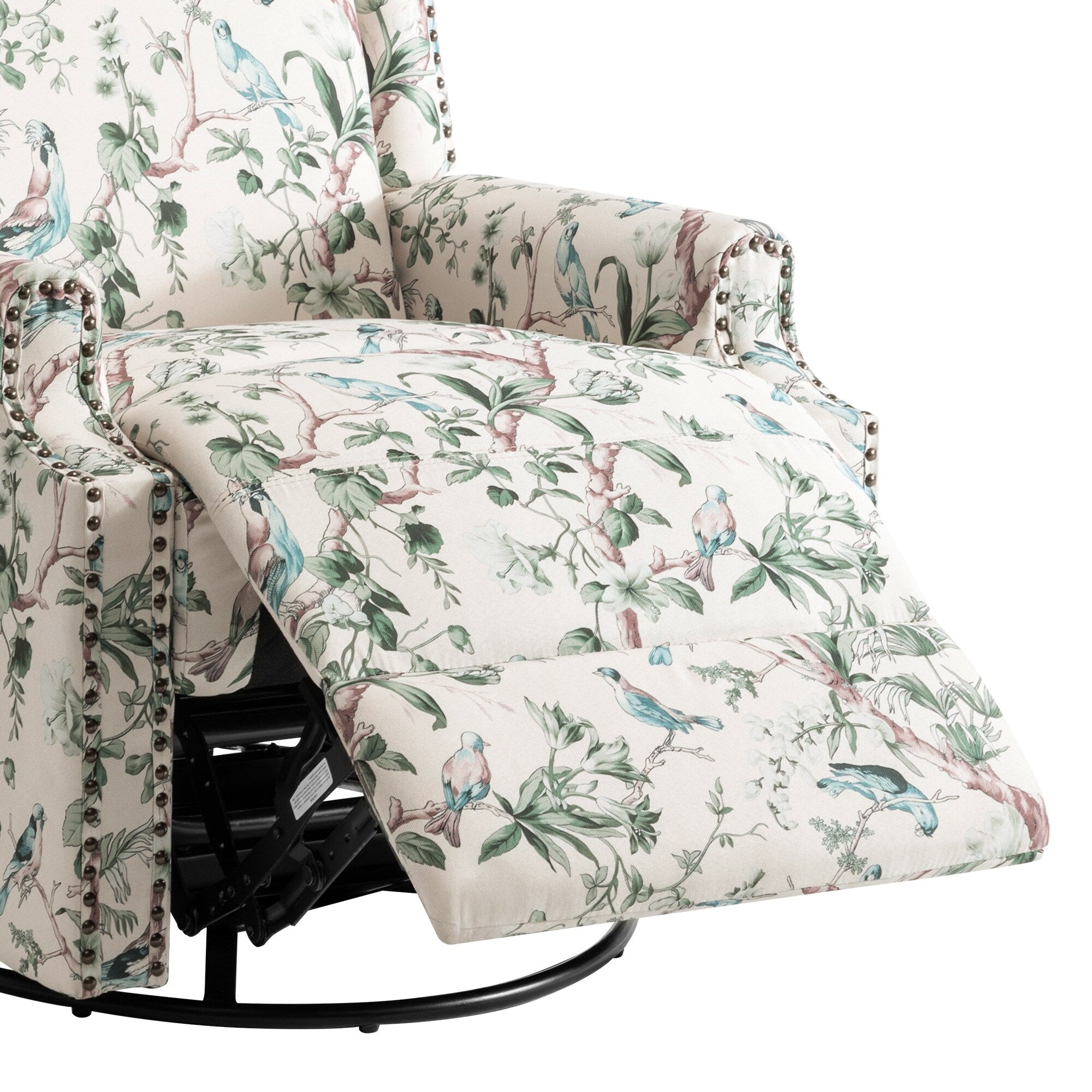 29'' W Pattern Floral Swivel Manual Push Back Recliner Glider Chair