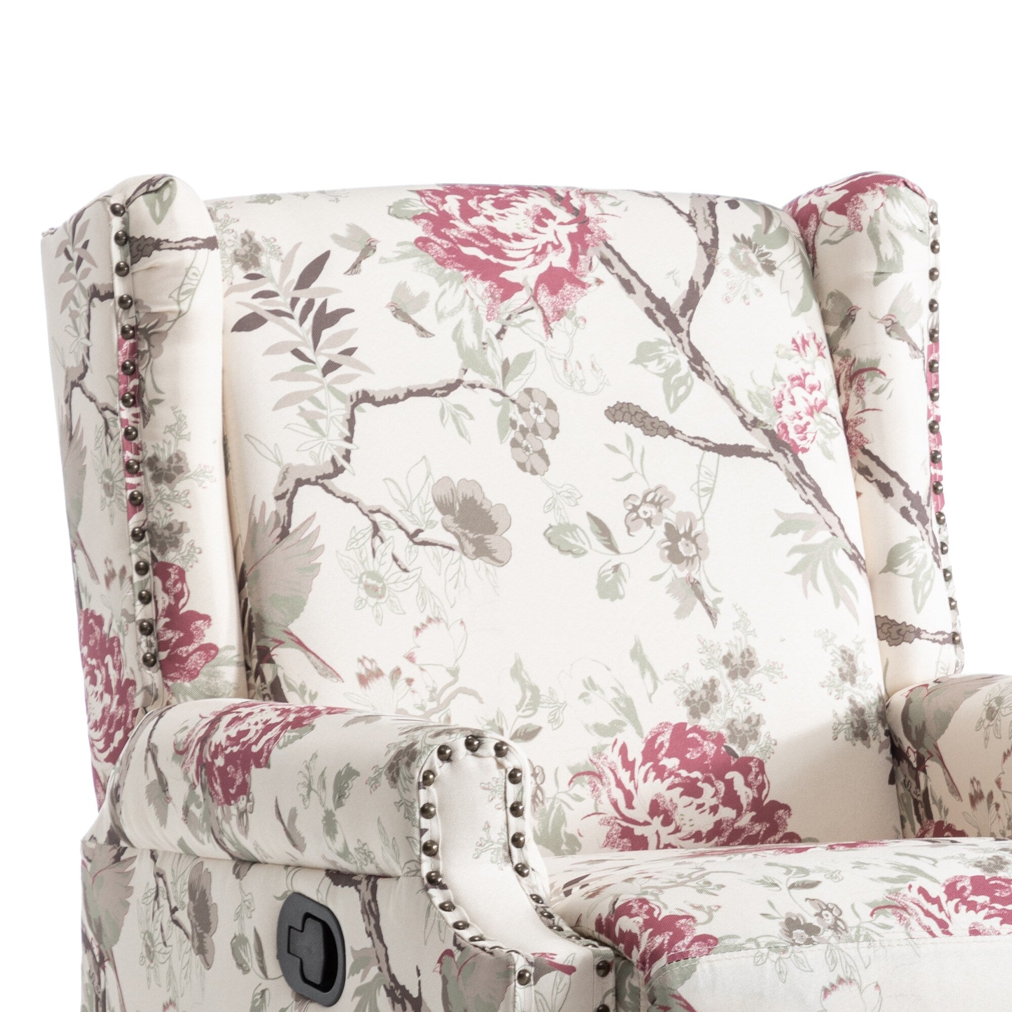 29'' W Pattern Floral Swivel Manual Push Back Recliner Glider Chair