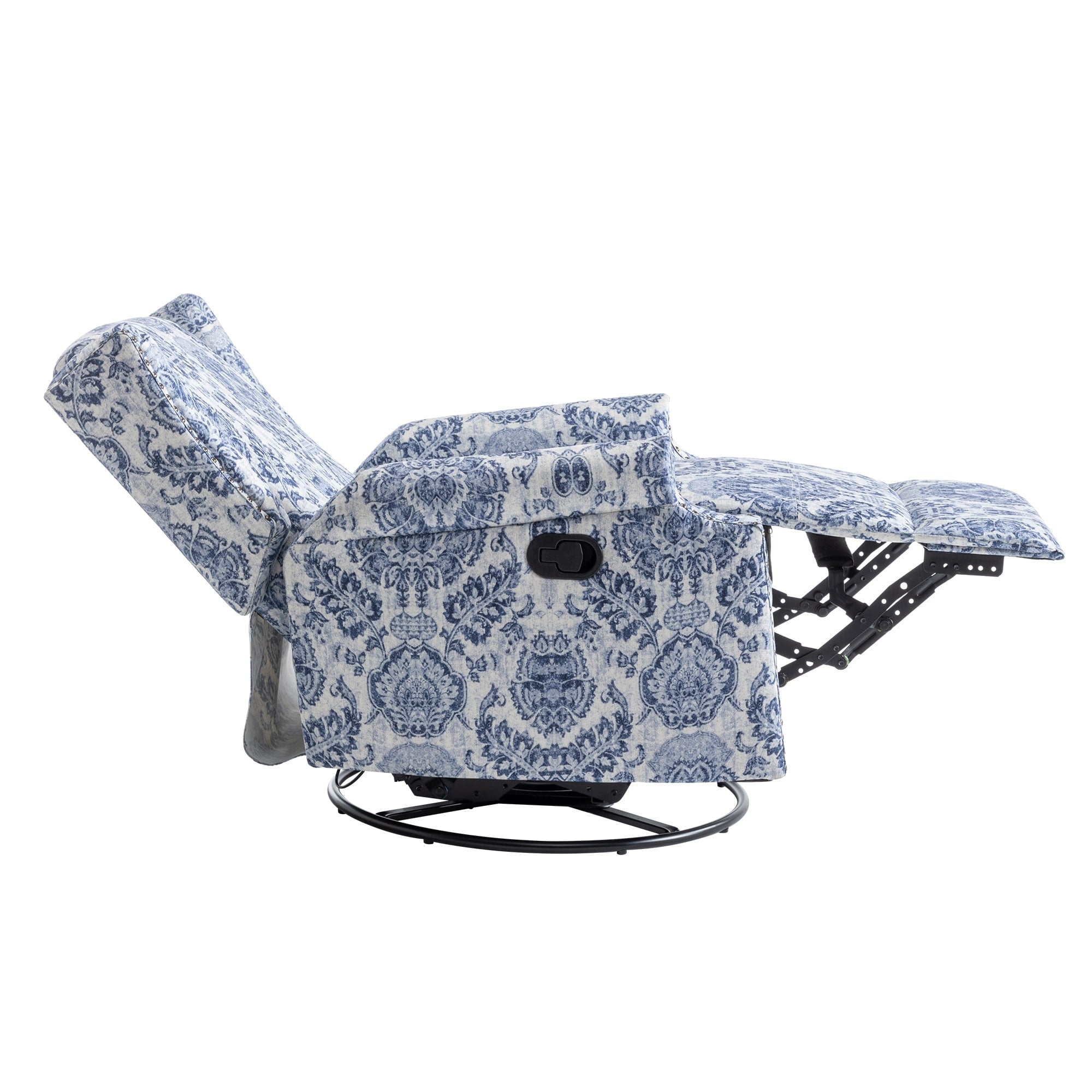 29'' W Pattern Floral Swivel Manual Push Back Recliner Glider Chair