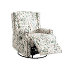 29'' W Pattern Floral Swivel Manual Push Back Recliner Glider Chair