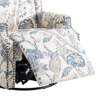29'' W Pattern Floral Swivel Manual Push Back Recliner Glider Chair