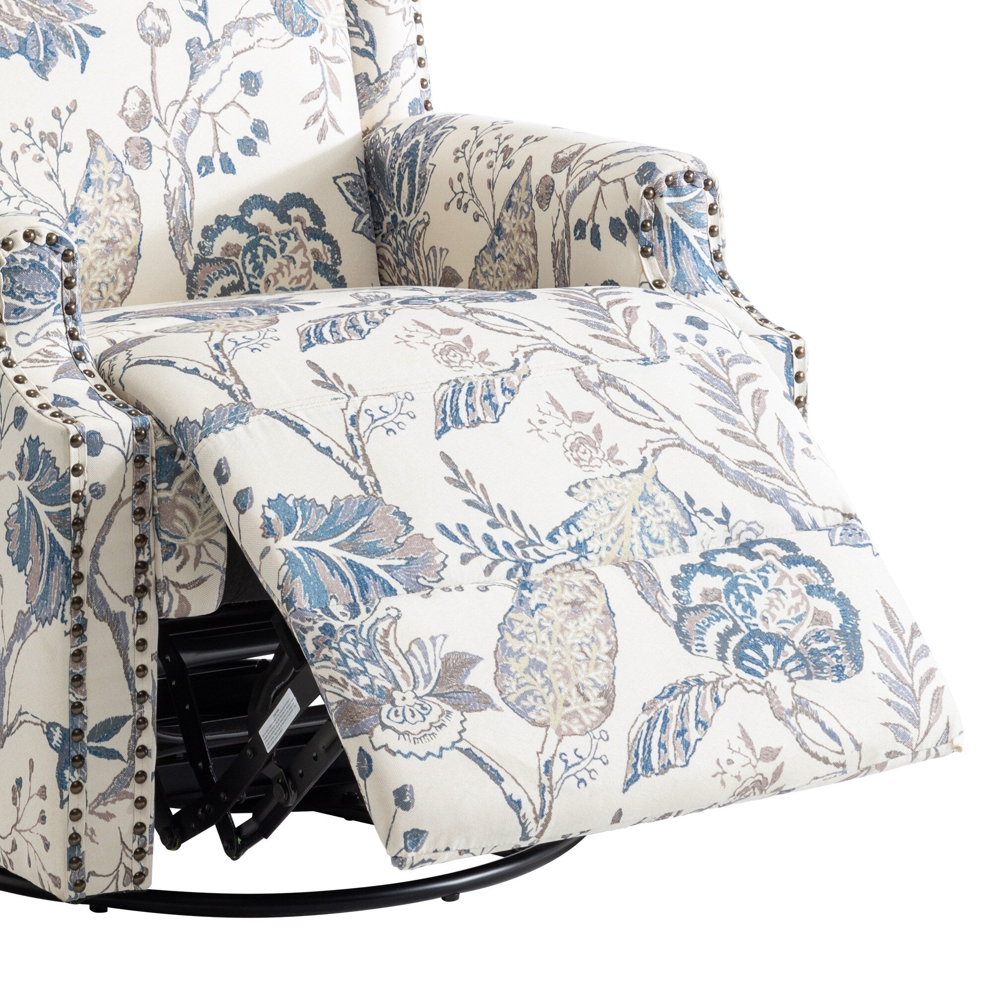 29'' W Pattern Floral Swivel Manual Push Back Recliner Glider Chair