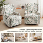 29'' W Pattern Floral Swivel Manual Push Back Recliner Glider Chair