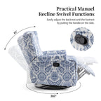 29'' W Pattern Floral Swivel Manual Push Back Recliner Glider Chair