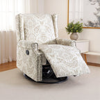 29'' W Pattern Floral Swivel Manual Push Back Recliner Glider Chair