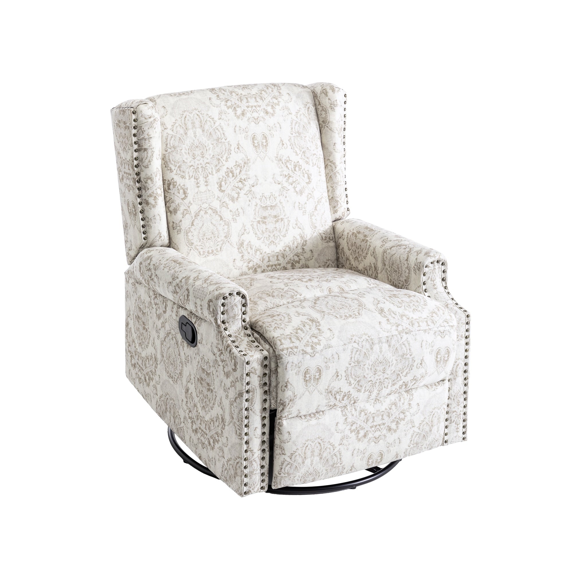 29'' W Pattern Floral Swivel Manual Push Back Recliner Glider Chair
