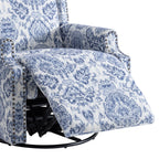 29'' W Pattern Floral Swivel Manual Push Back Recliner Glider Chair