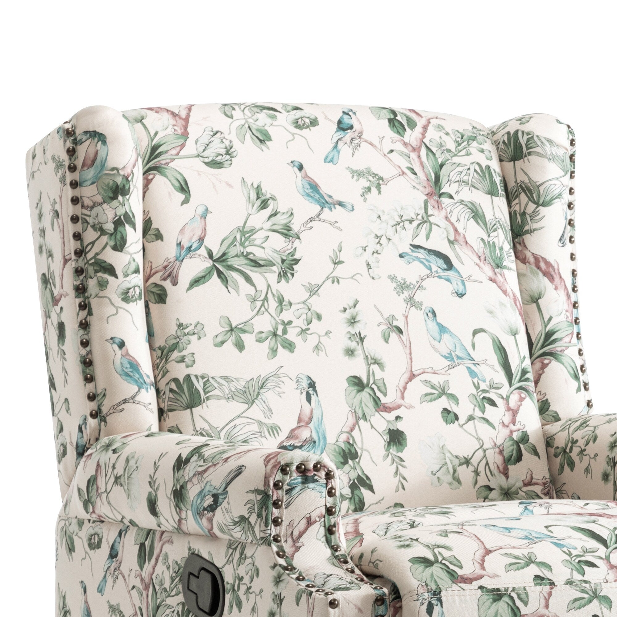 29'' W Pattern Floral Swivel Manual Push Back Recliner Glider Chair