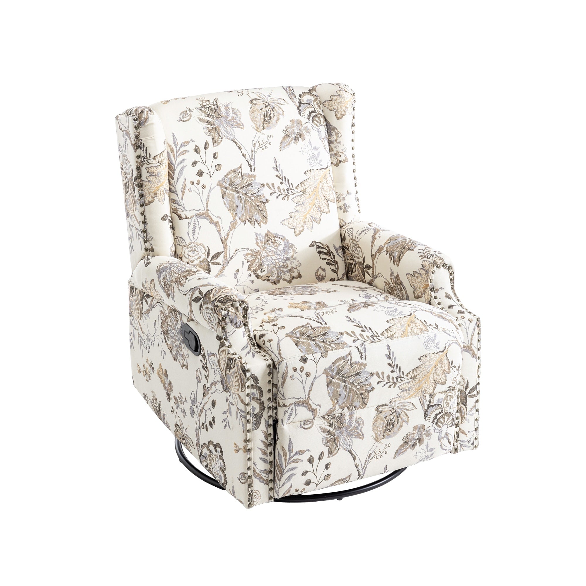 29'' W Pattern Swivel Glider Manual Push Back Recliner Chair Set of 2