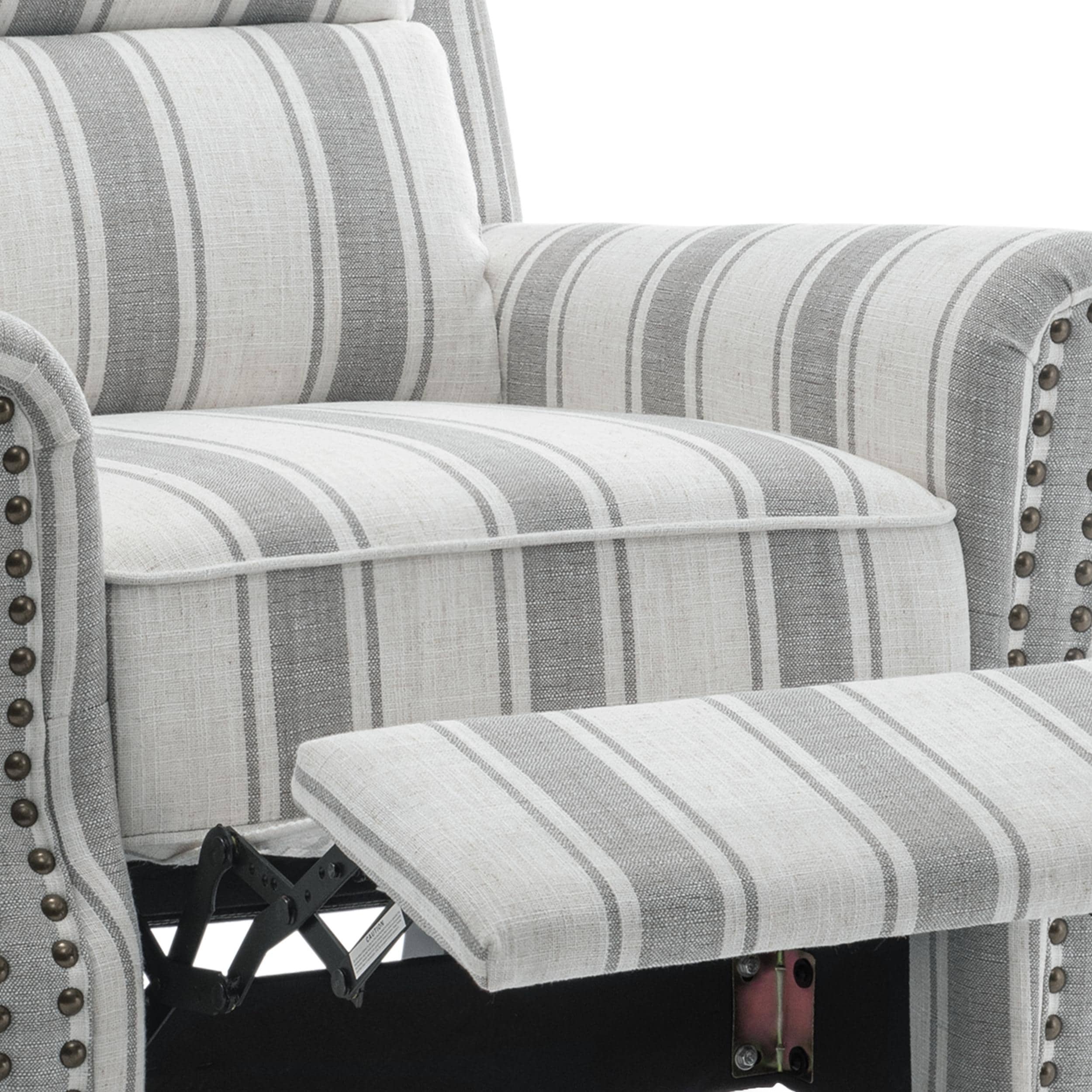 2 Set Manual Pushback Recliner Chair with Nailhead Trim