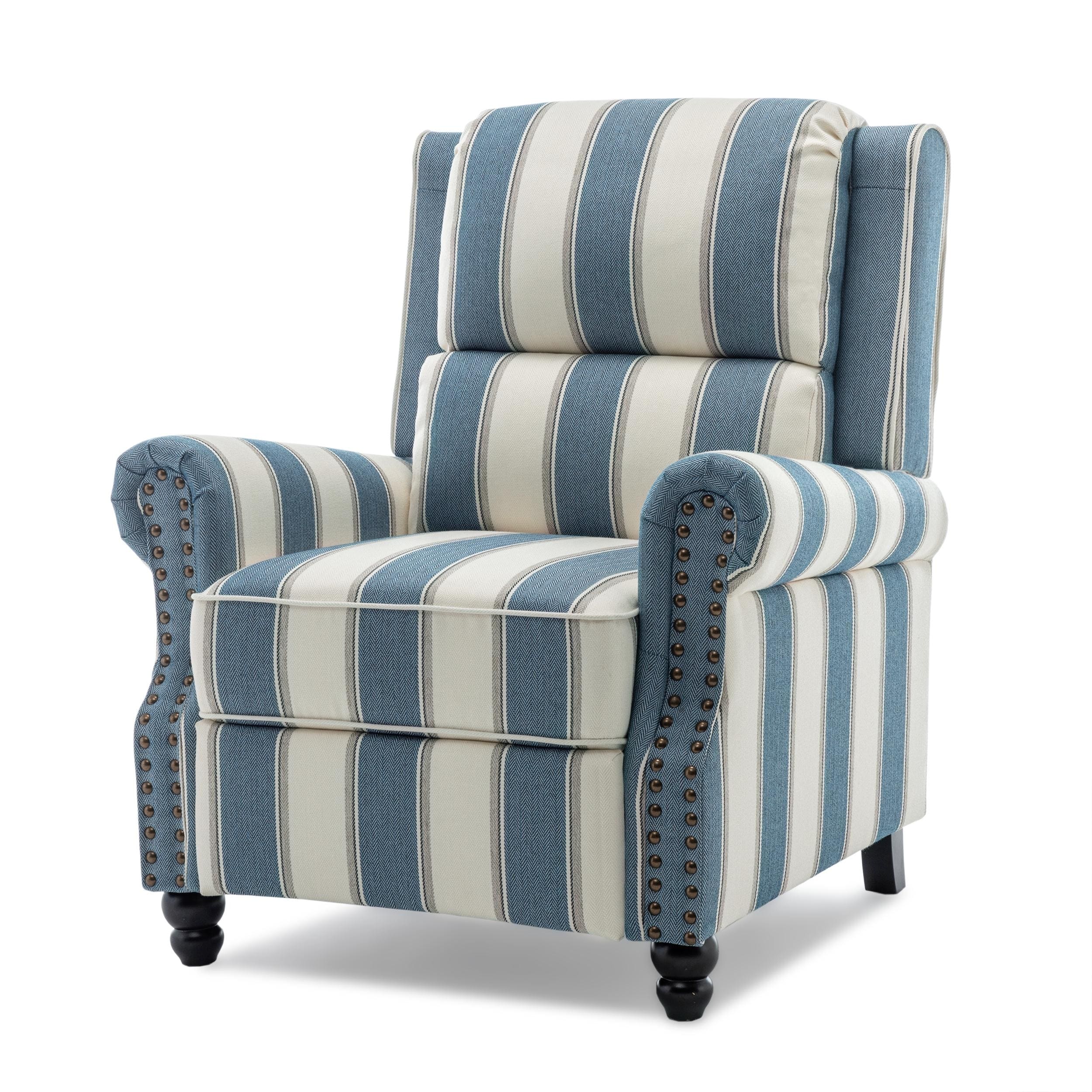 2 Set Manual Pushback Recliner Chair with Nailhead Trim