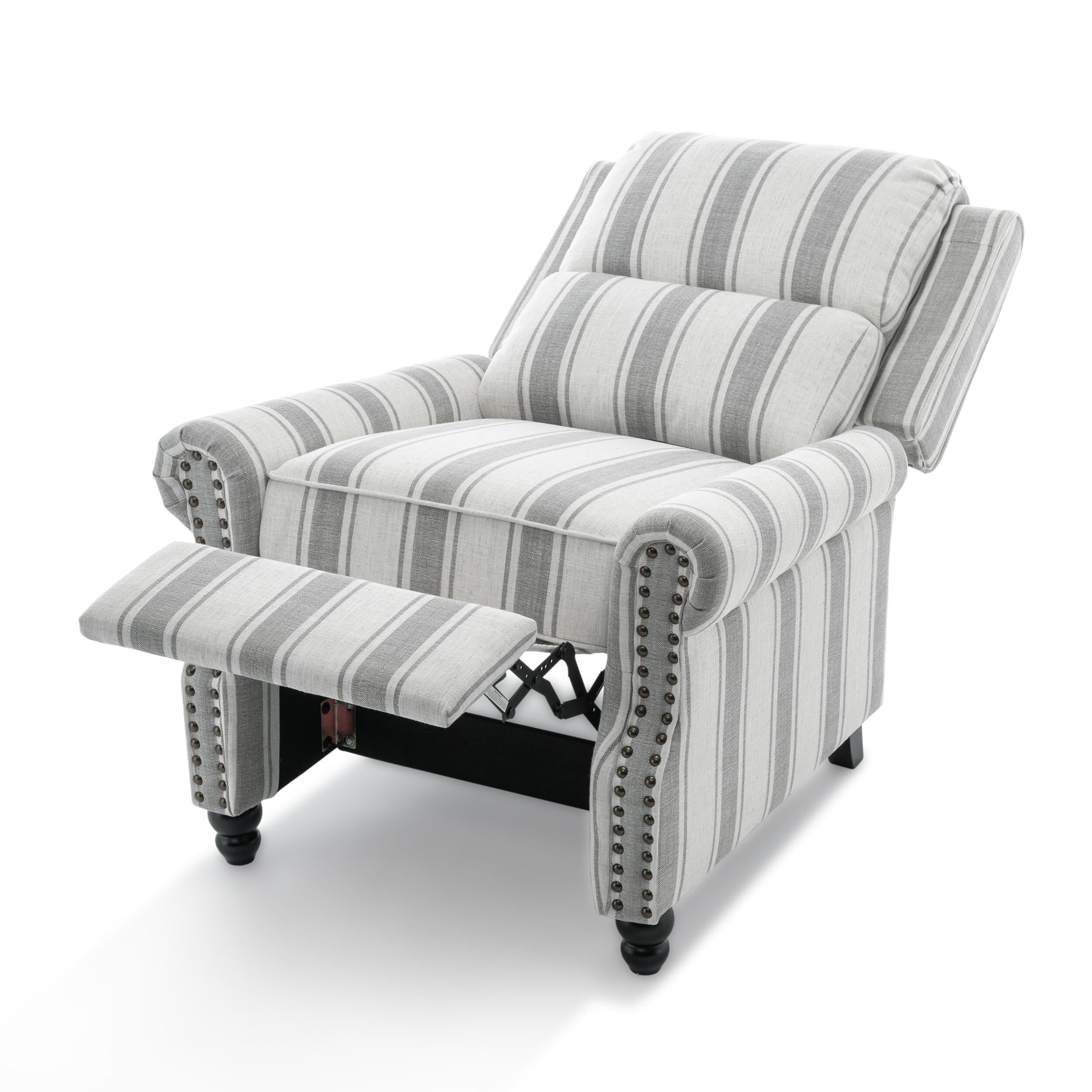 2 Set Manual Pushback Recliner Chair with Nailhead Trim