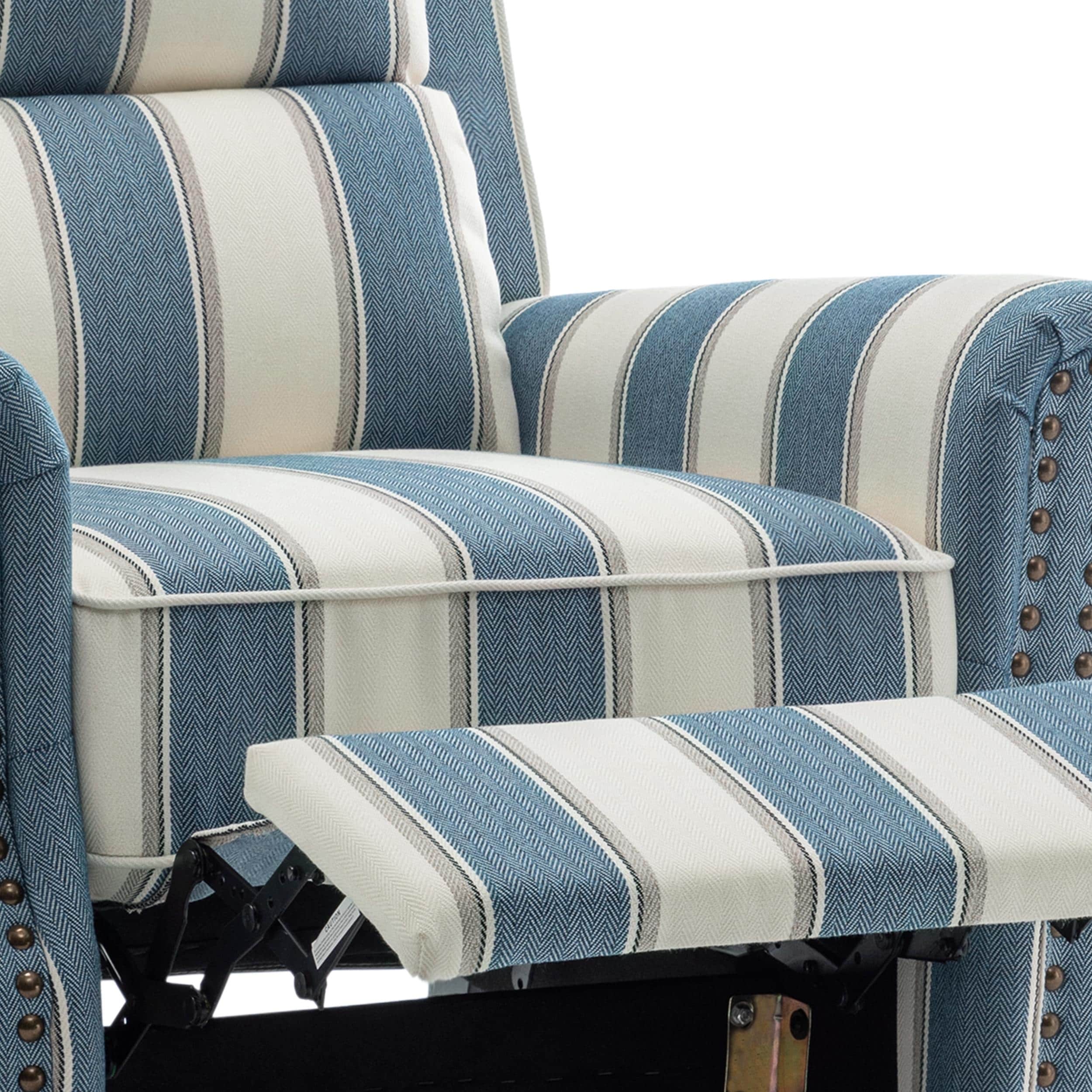 2 Set Manual Pushback Recliner Chair with Nailhead Trim