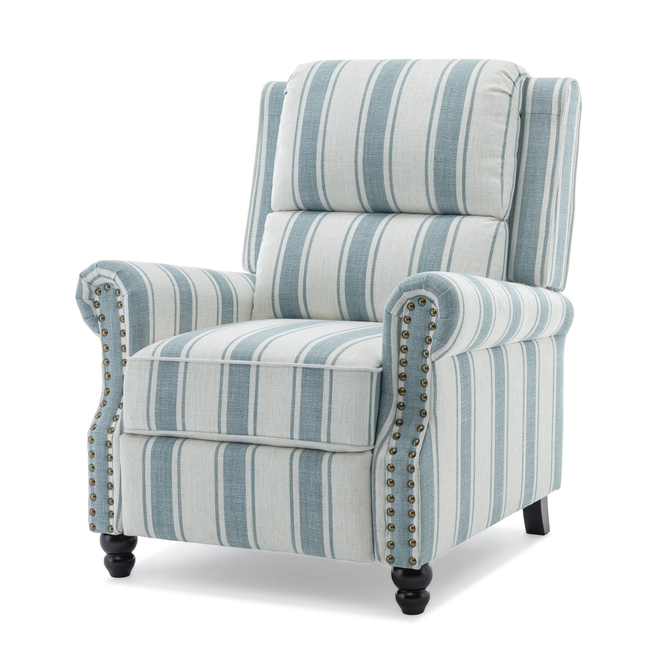 2 Set Manual Pushback Recliner Chair with Nailhead Trim