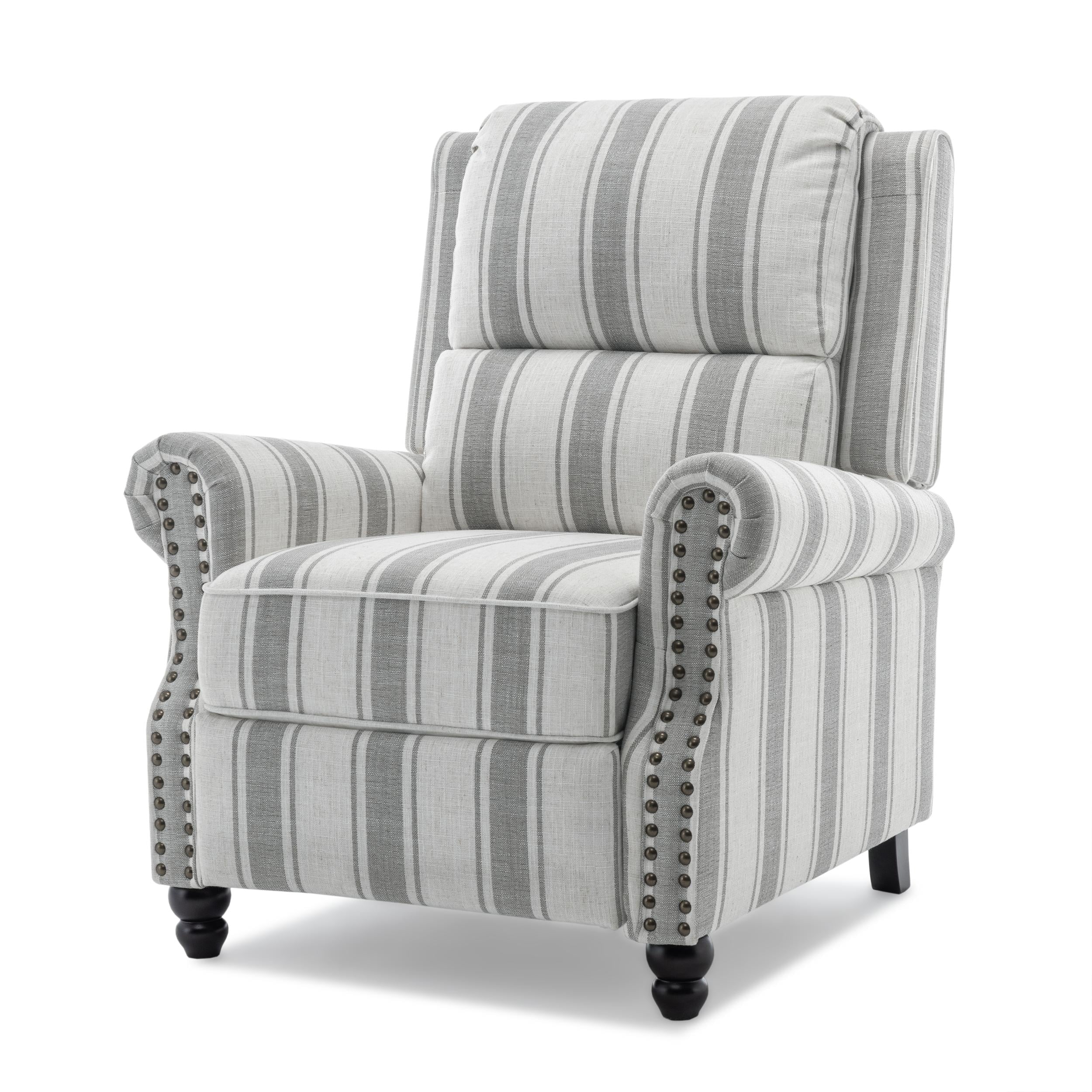 2 Set Manual Pushback Recliner Chair with Nailhead Trim