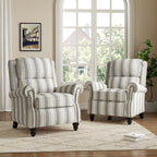 2 Set Manual Pushback Recliner Chair with Nailhead Trim